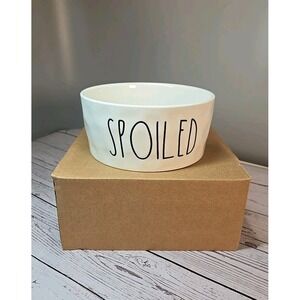 Woofin Pets "Spoiled" White Ceramic Dog Pet Cat Bowl 27 oz Heavy Duty 6 inches